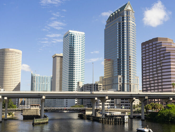 Downtwon City Skyline and Waterways of Tampa Florida